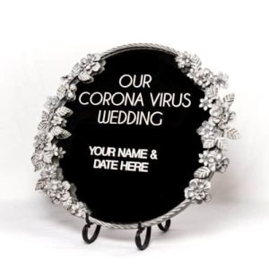 Round Silver Flower Mirror Sign Hire