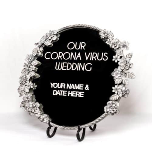 Round Silver Flower Mirror Sign Hire