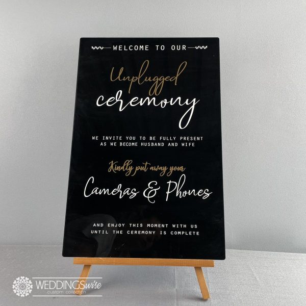 Black and Gold Acrylic Unplugged Sign