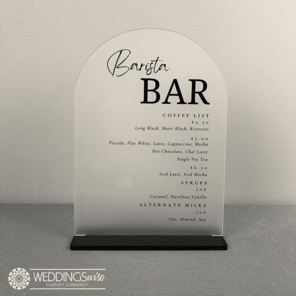 Barista Bar Custom Acrylic Arch Sign