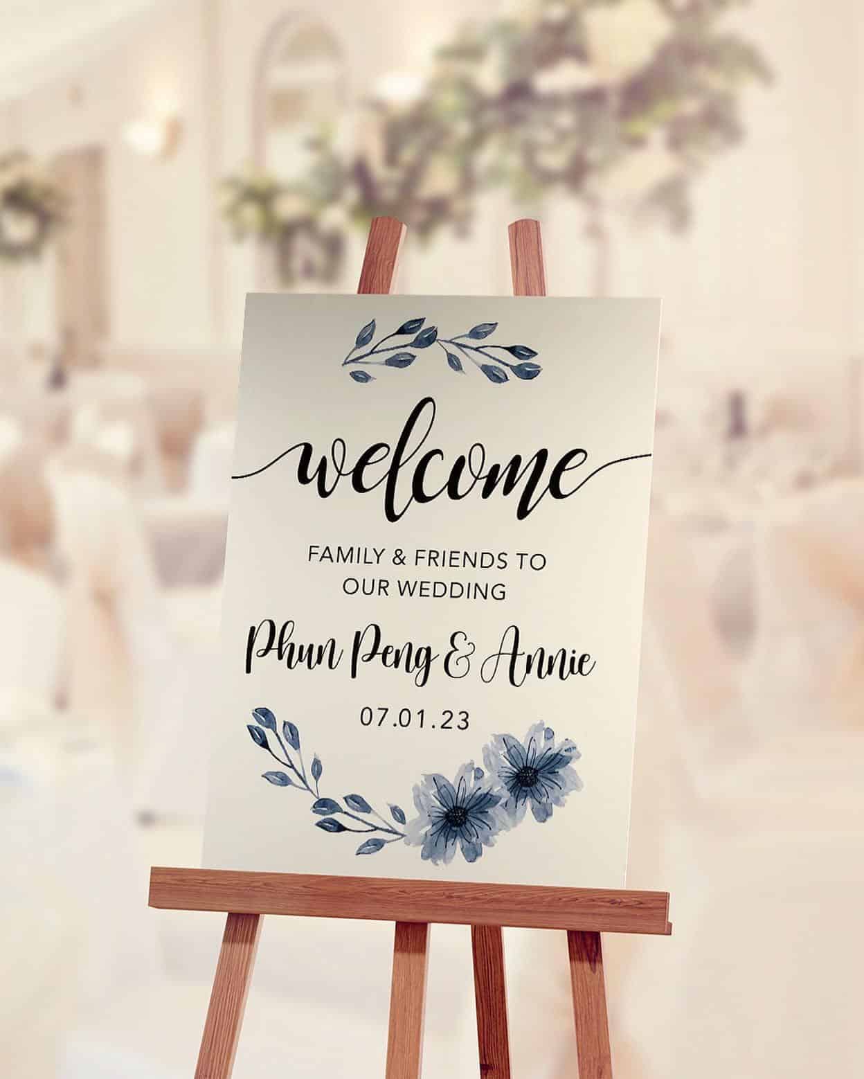 Blue Flowers Welcome Sign - Image 3
