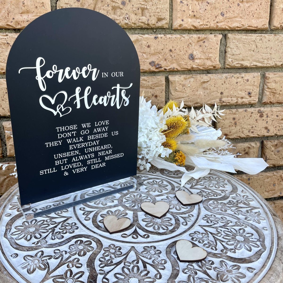 Forever In Our Hearts Acrylic Arch Table Sign - Image 2