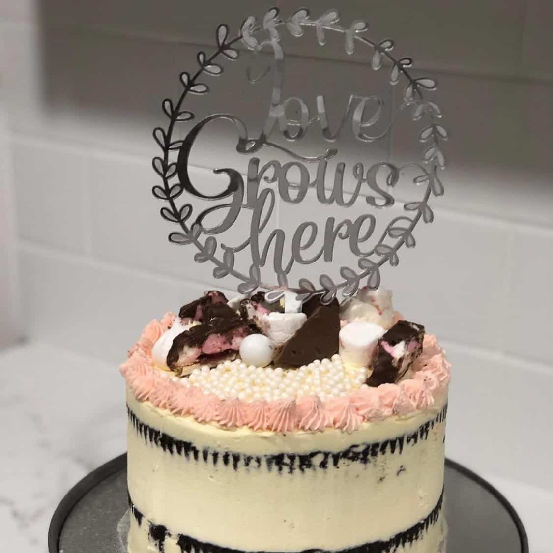 "Love Grows Here" Cake Topper -Love Heart Circle - Image 6