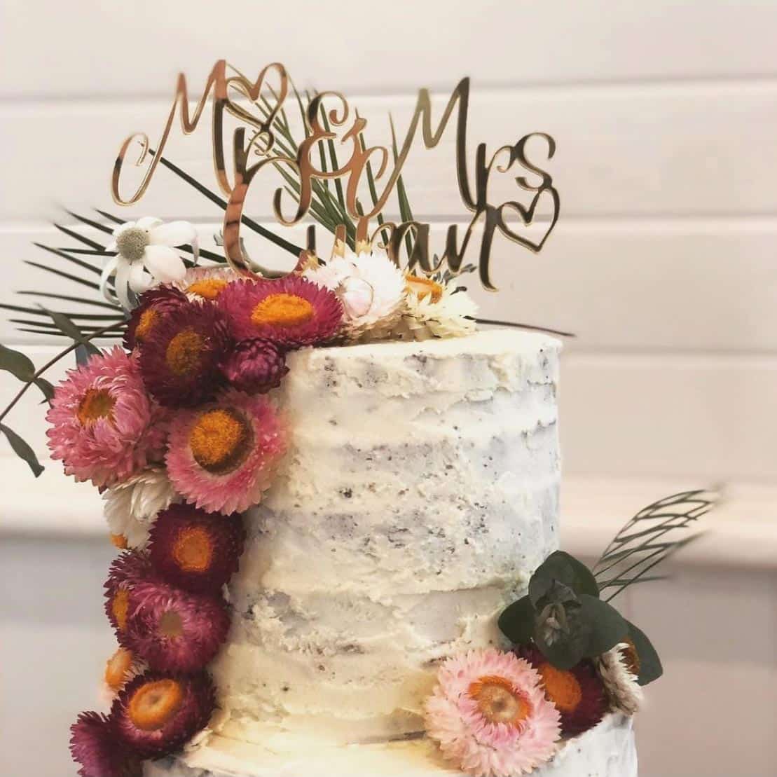 Mr & Mrs Surname with Hearts Cake Topper - Image 6