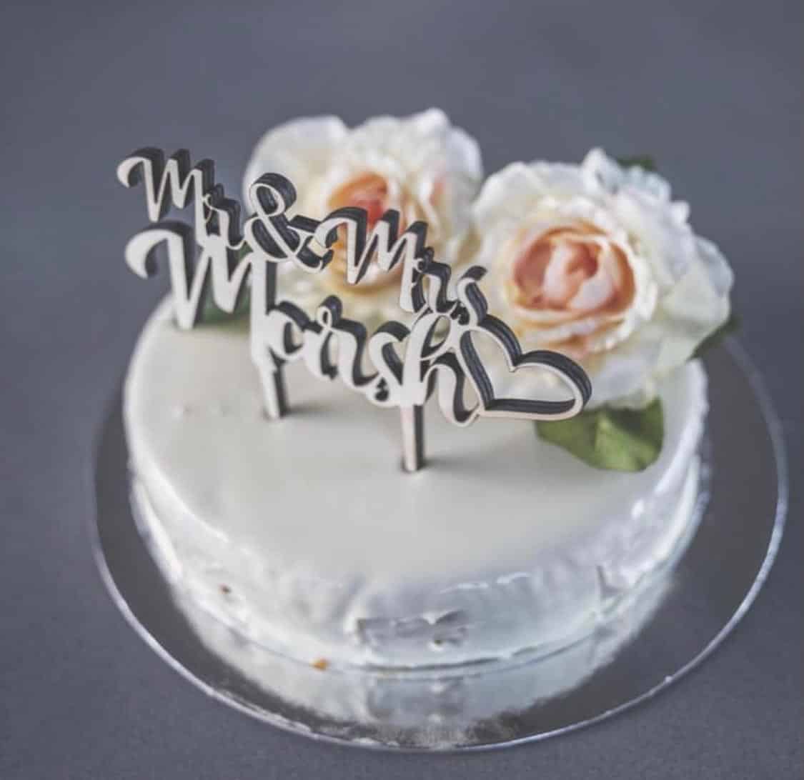 "Mr and Mrs Surname and Heart" - Custom Cake Topper - Image 10