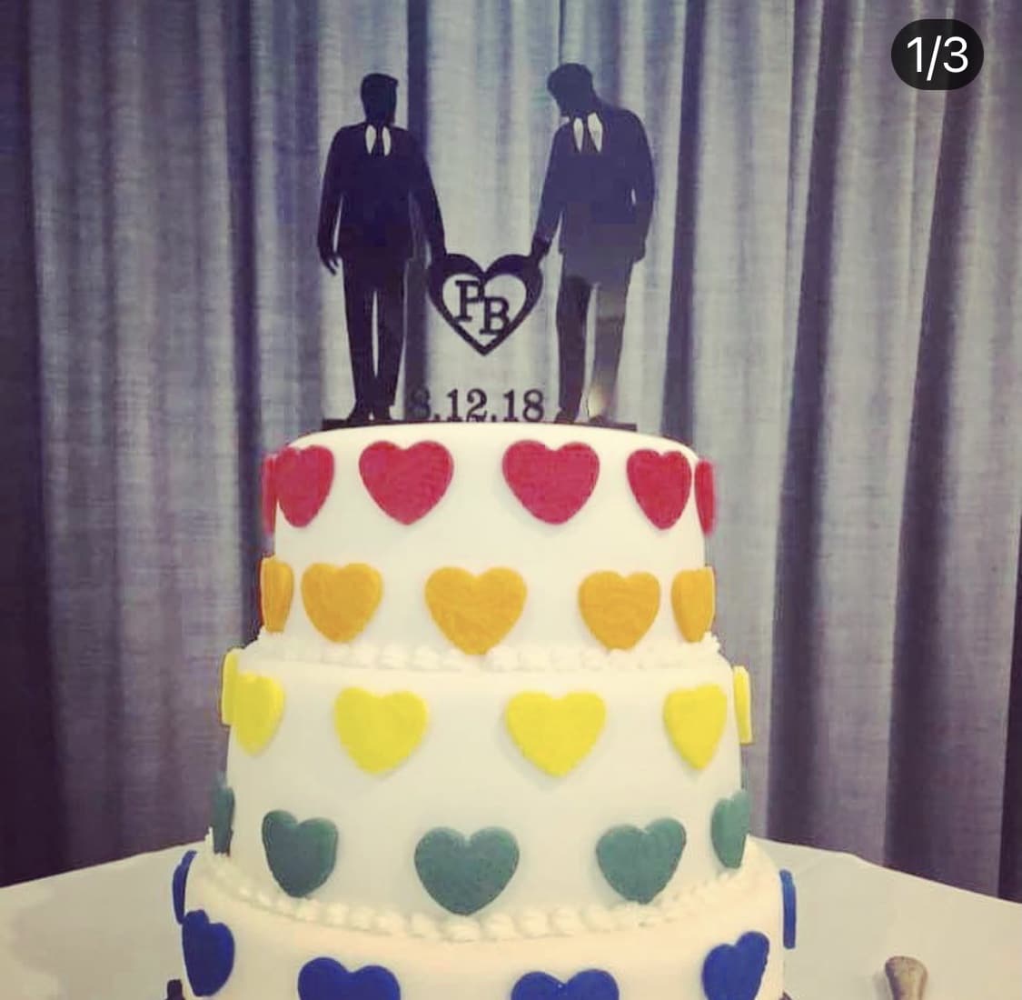 Mr & Mr with Silhouettes and Heart Cake Topper - Image 6