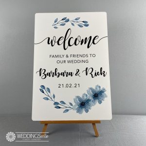 Blue Flowers Welcome Sign
