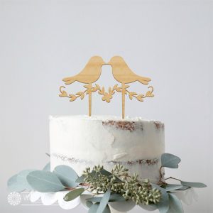 Love Birds With Wreath Cake Topper