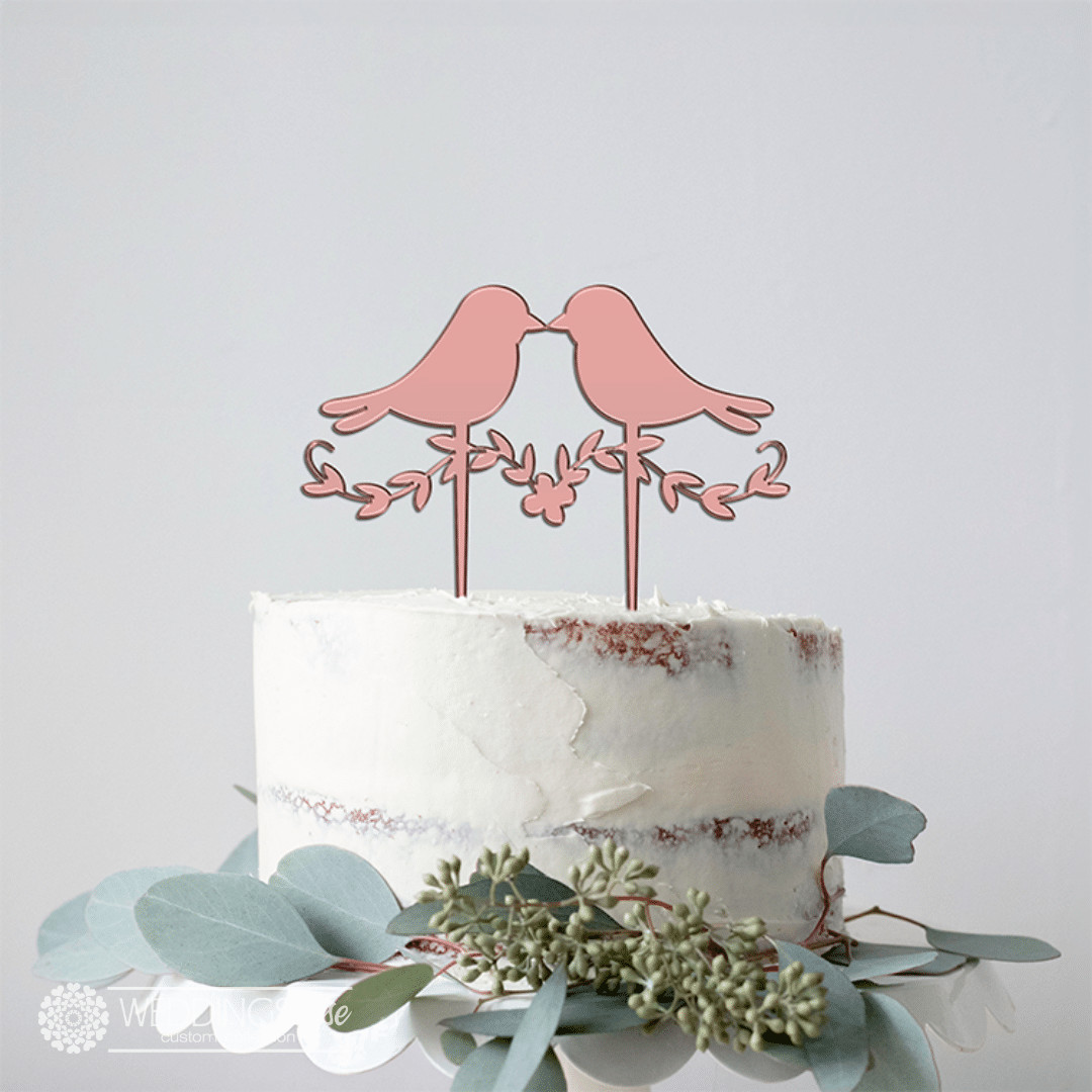 Love Birds With Wreath Cake Topper