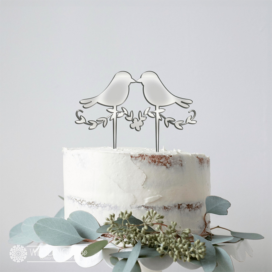 Love Birds With Wreath Cake Topper