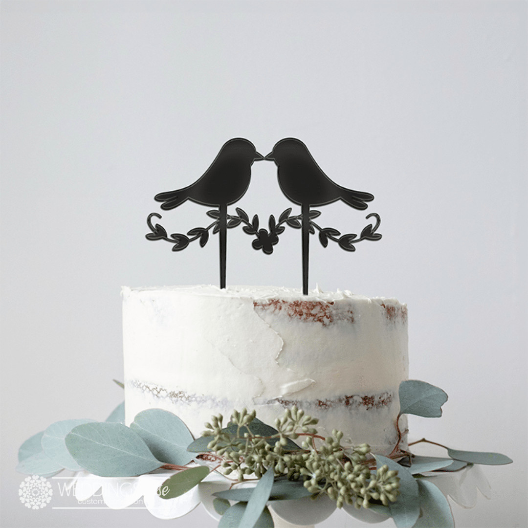 Love Birds With Wreath Cake Topper