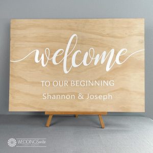 Welcome To Our Beginning Raw Timber Sign