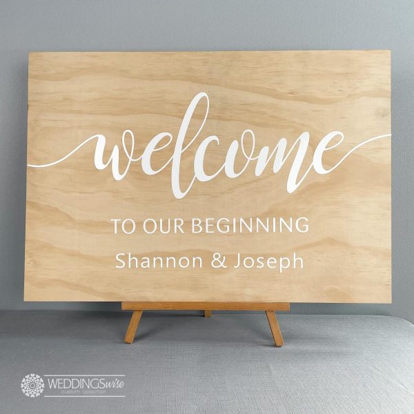Welcome To Our Beginning Raw Timber Sign