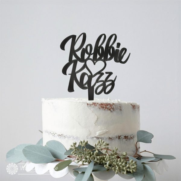 Names with Heart Cake Topper