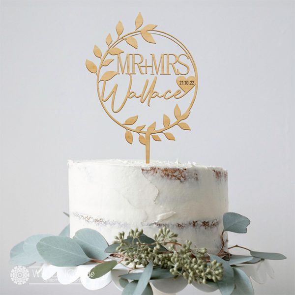 Mr and Mrs Wreath with Date Cake Topper