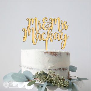 Mr & Mrs with Custom Surname Cake Topper