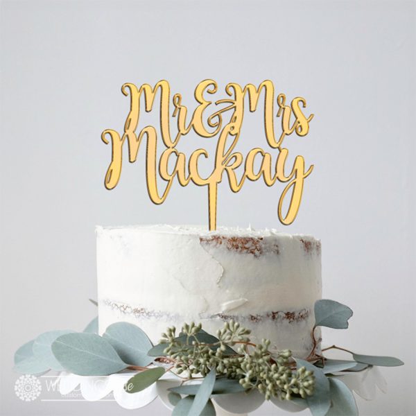 Mr & Mrs with Custom Surname Cake Topper