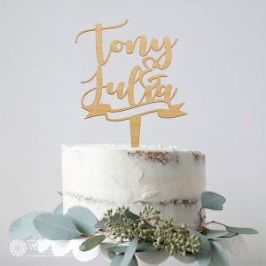Custom Names with Banner Cake Topper