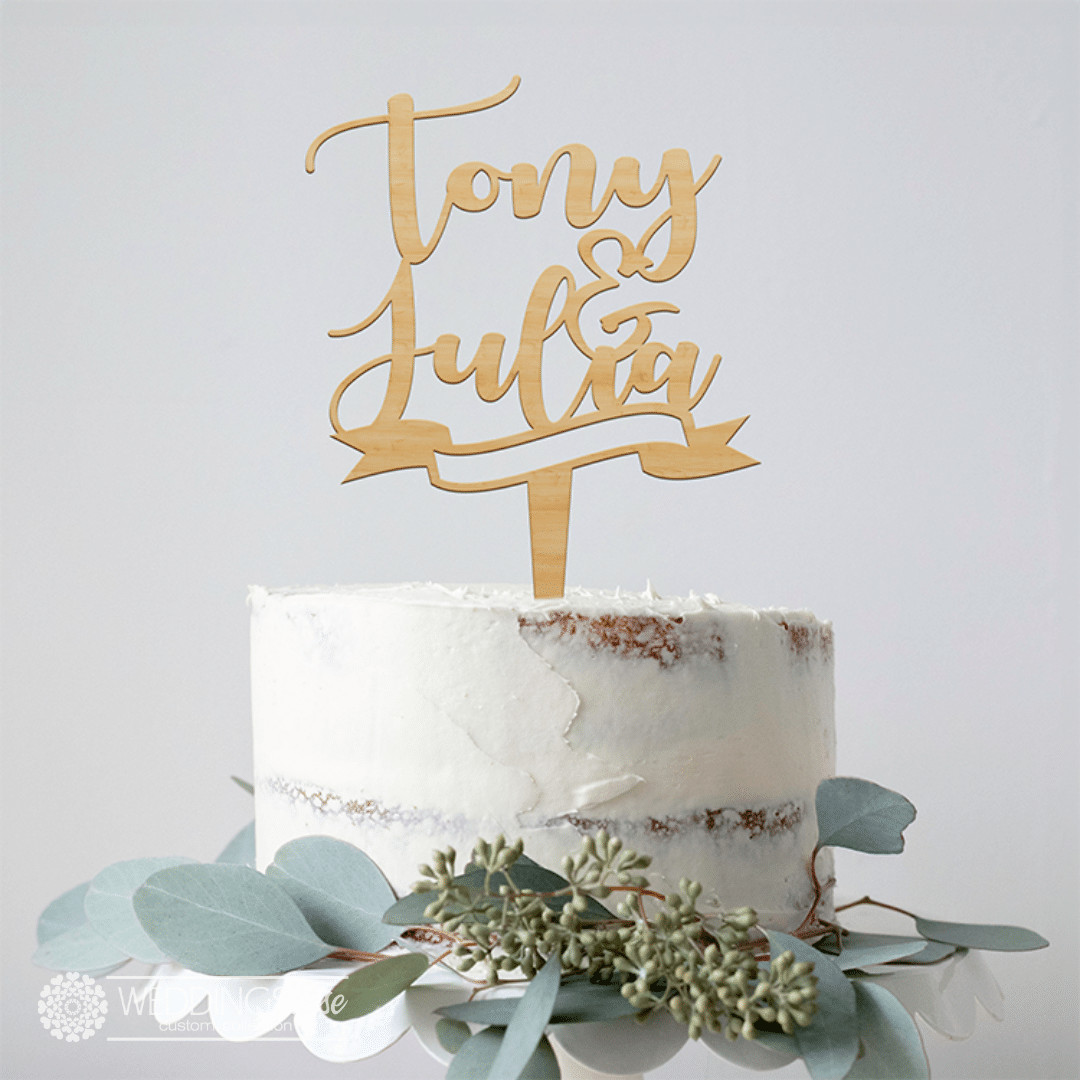 Custom Names with Banner Cake Topper