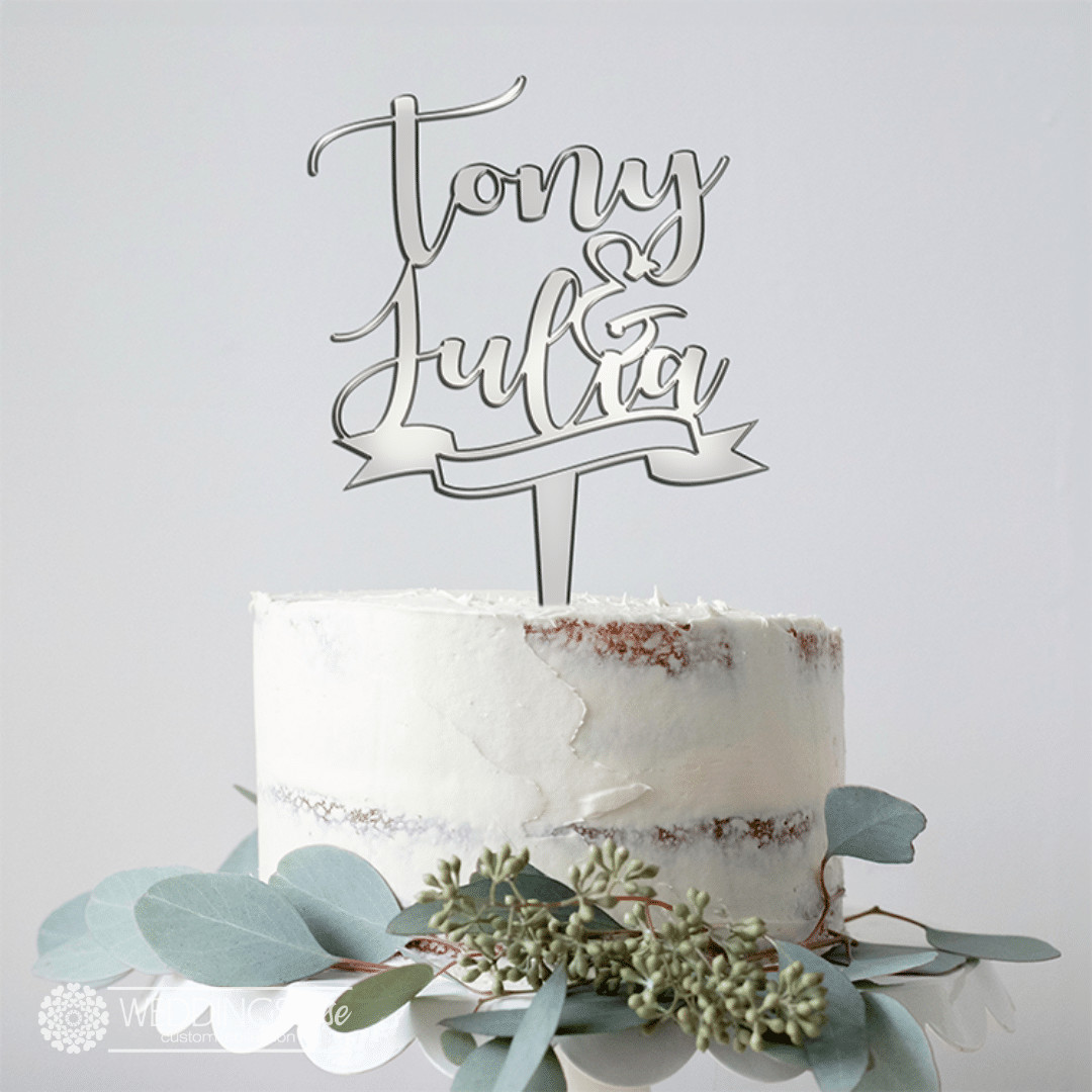Custom Names with Banner Cake Topper