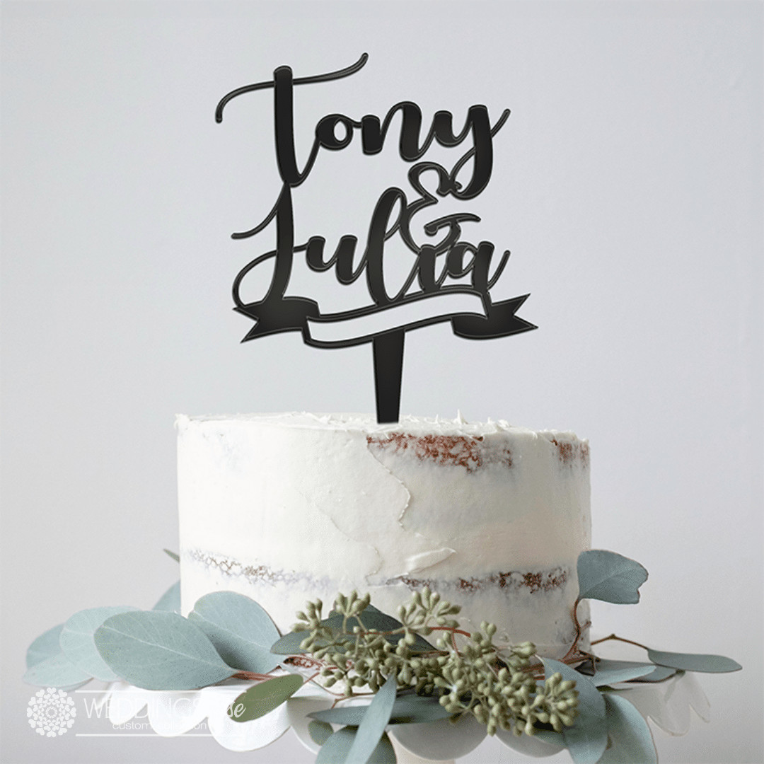 Custom Names with Banner Cake Topper