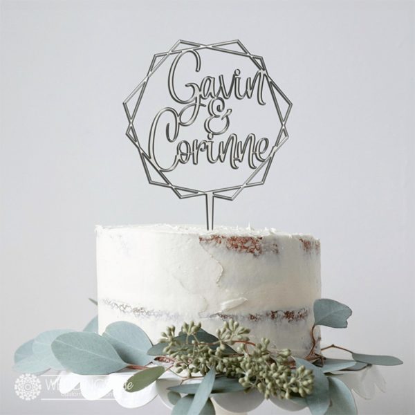 Custom Names in Geometric Cake Topper