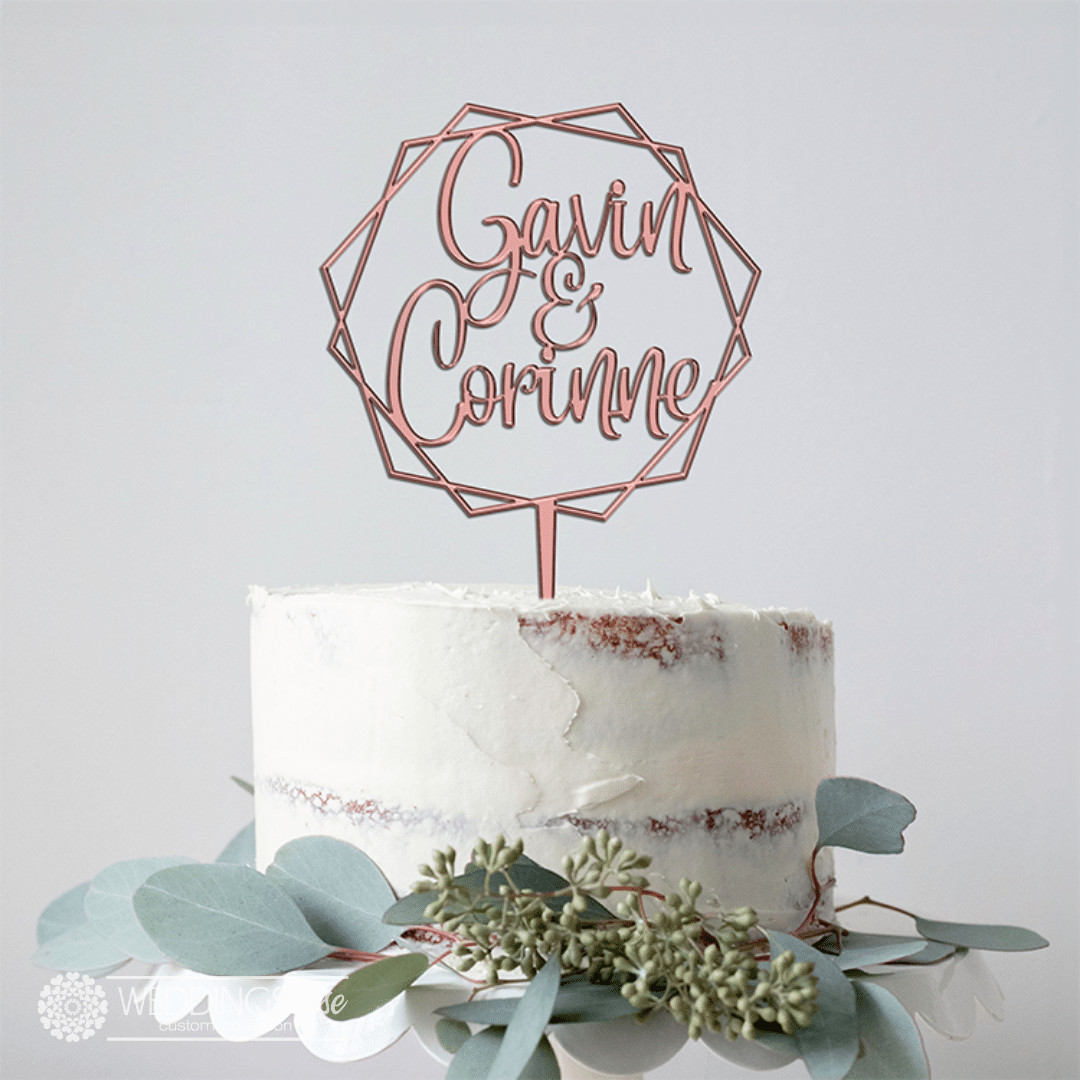 Custom Names in Geometric Cake Topper