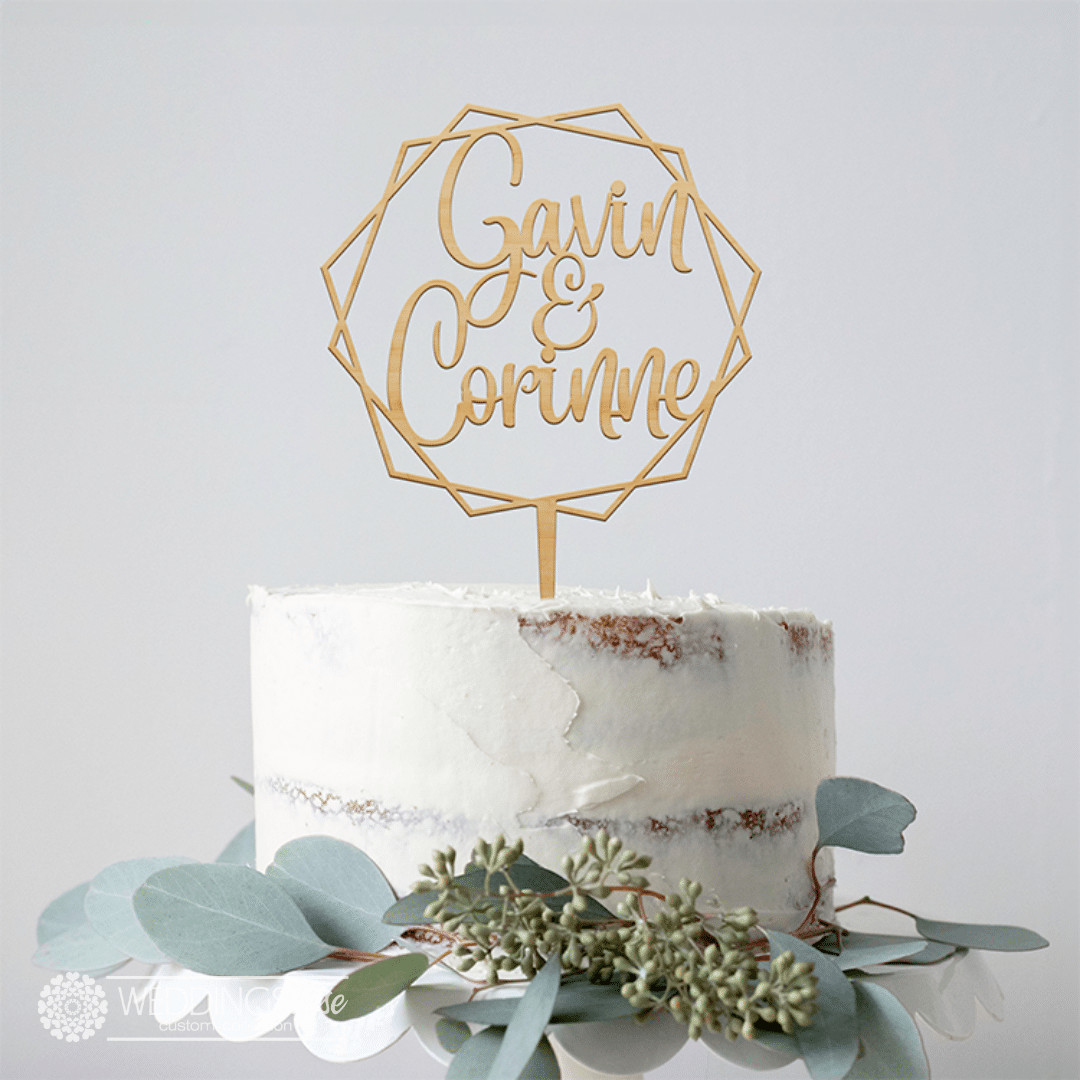 Custom Names in Geometric Cake Topper