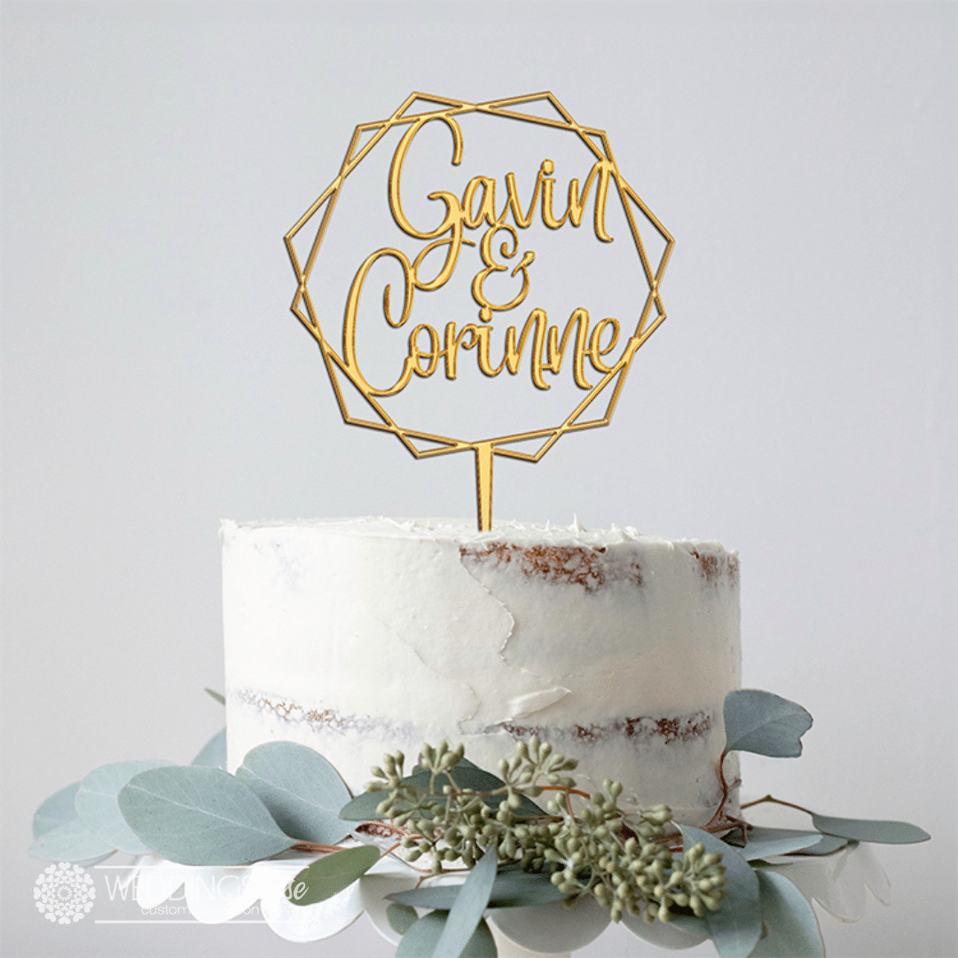 Custom Names in Geometric Cake Topper