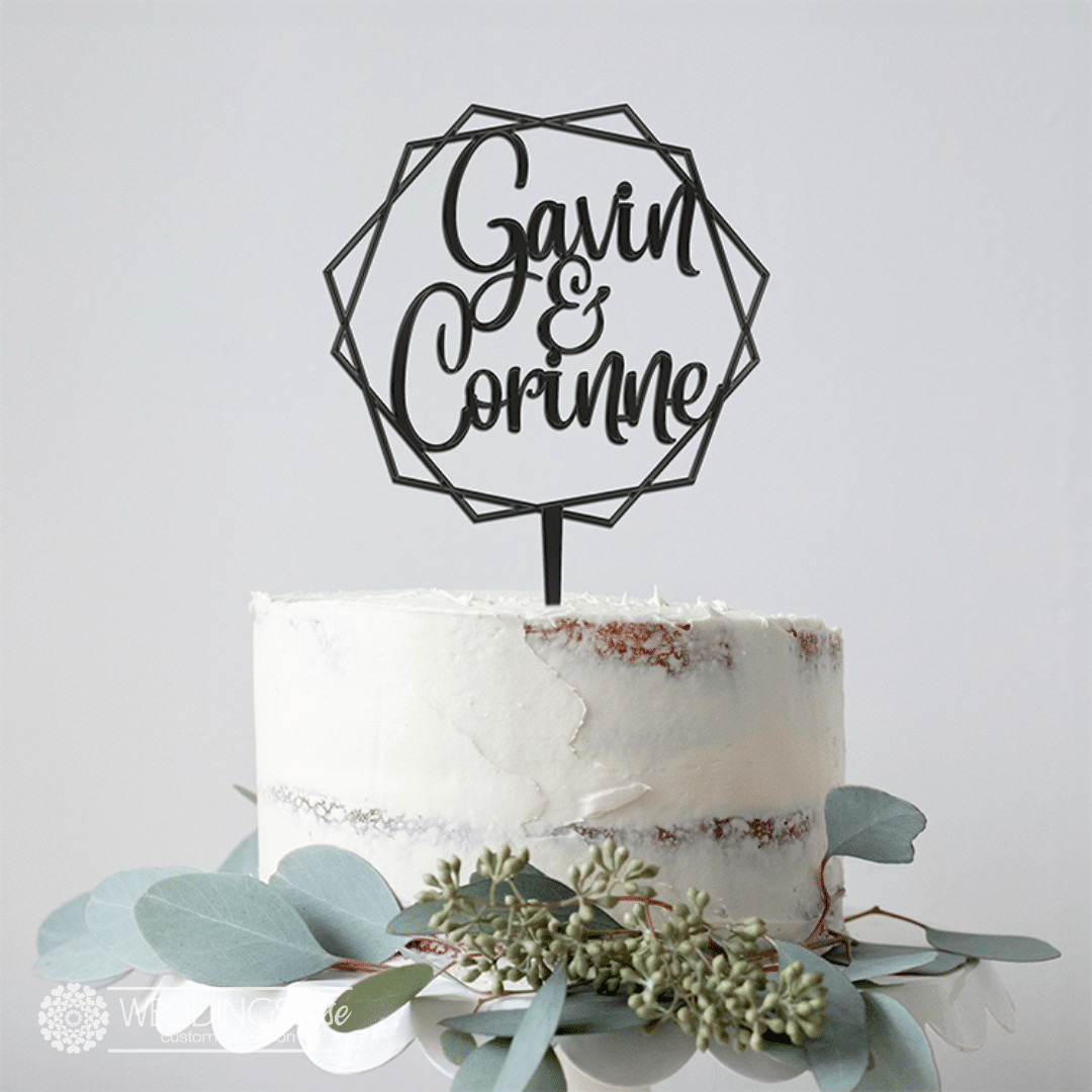 Custom Names in Geometric Cake Topper