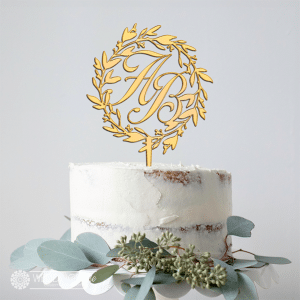 Initials in Wreath Cake Topper