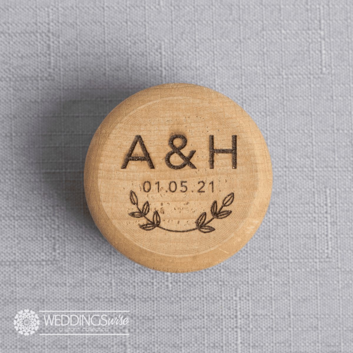 Wreath Ring Box with Custom Initials and Date