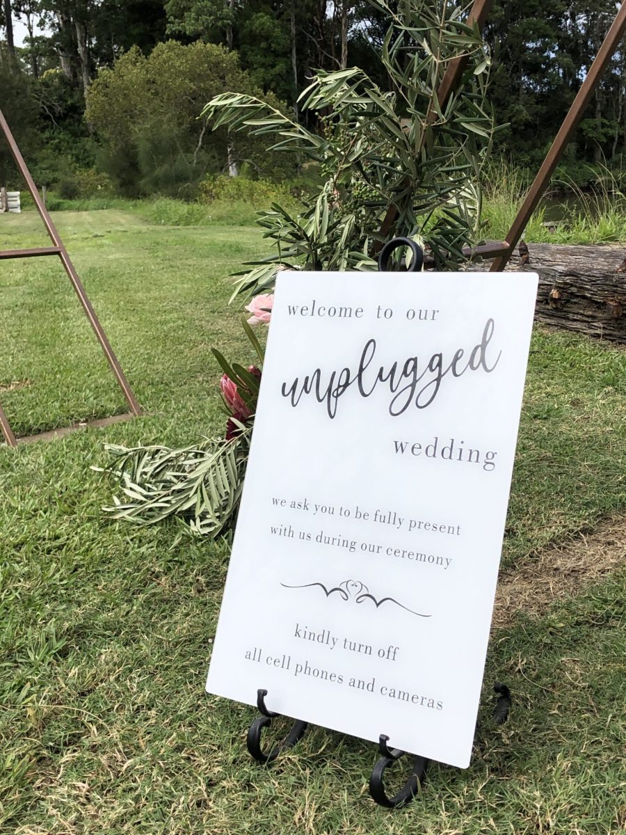 Black and White Printed Acrylic Unplugged Sign - Image 2