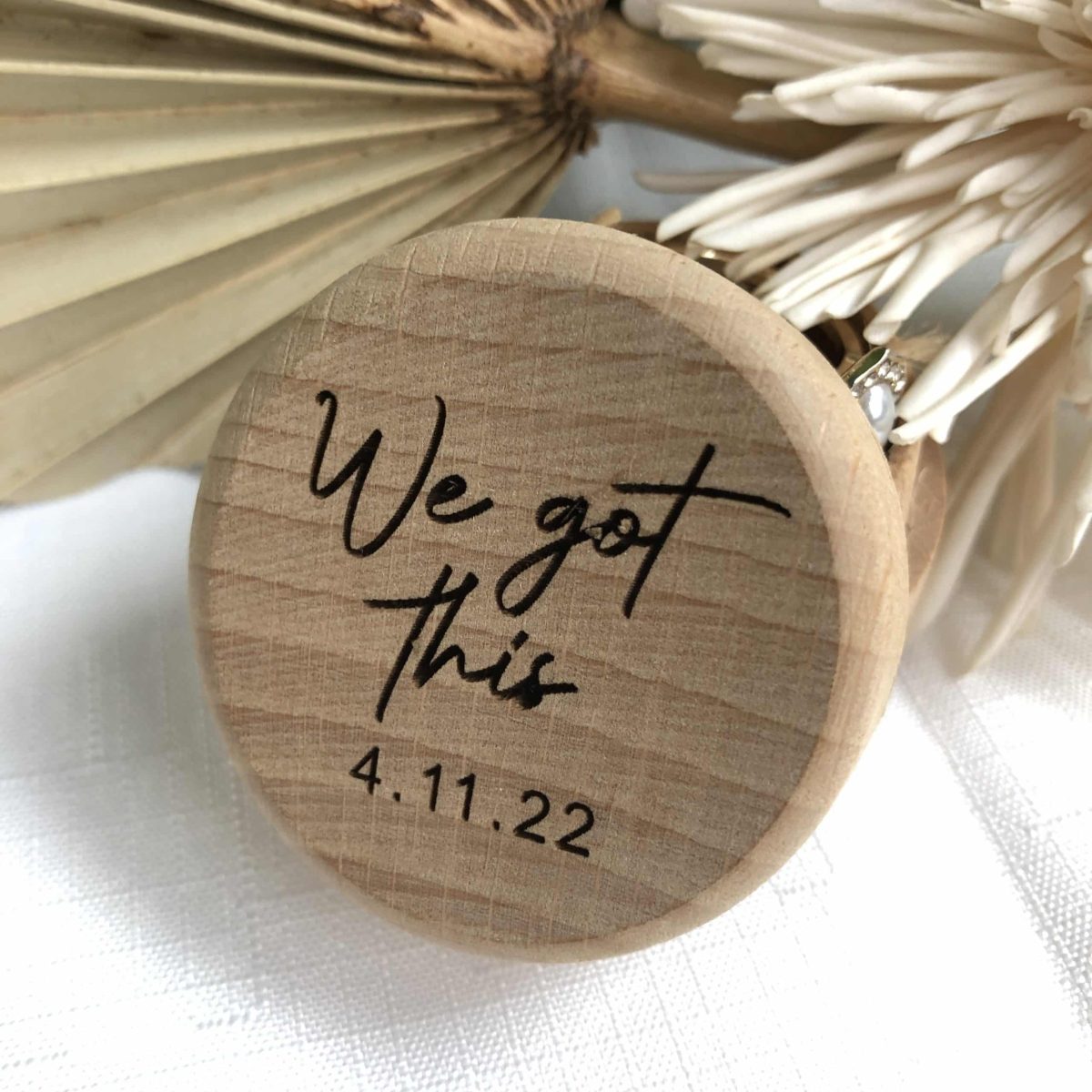 "We Got This" Timber Ring Box with Custom Date- Engraved Wedding Keepsake - Image 4