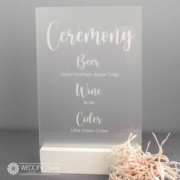 Custom Ceremony Bar Acrylic Menu
