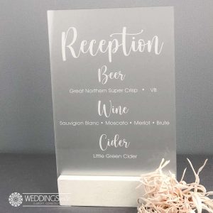 Custom Reception Bar Acrylic Menu