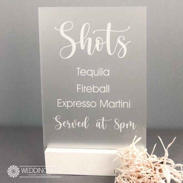 Custom Shots Bar Acrylic Menu