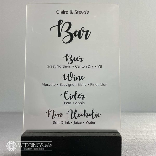 Custom Acrylic Bar Menu