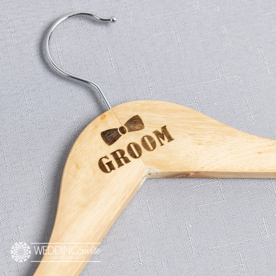 Groom Laser Engraved Coat Hanger