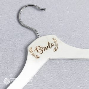 Bride Laser Engraved Coat Hanger with wreath