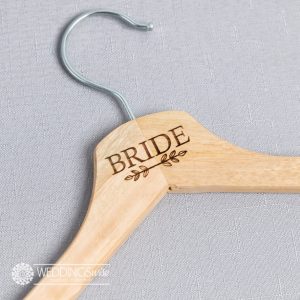 Bride Laser Engraved Coat Hanger - With Leaves