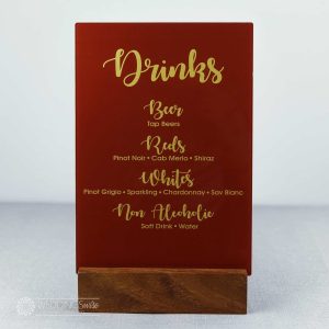 Red & Gold Drinks Bar Menu