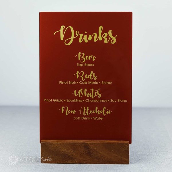 Red & Gold Drinks Bar Menu