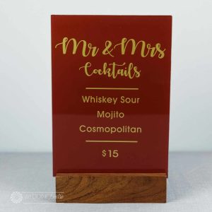 Red & Gold Custom Cocktails Bar Menu