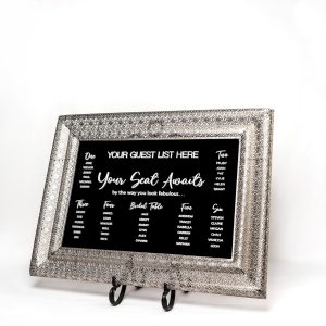 Silver Mirror Seating Sign HIRE
