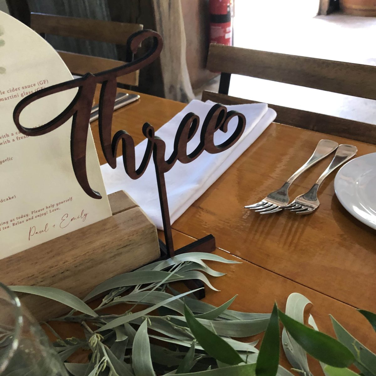 Dark Stain Timber Standing Table Number - Image 11