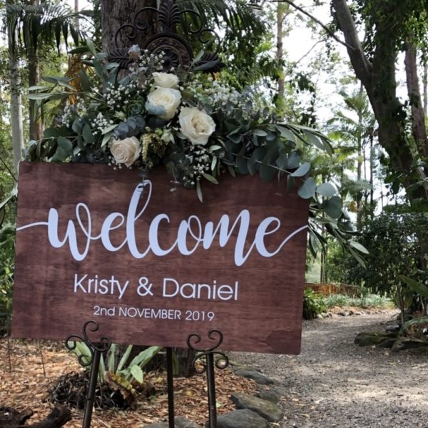 Timber Welcome Sign with Vinyl Lettering - Weddings Wise