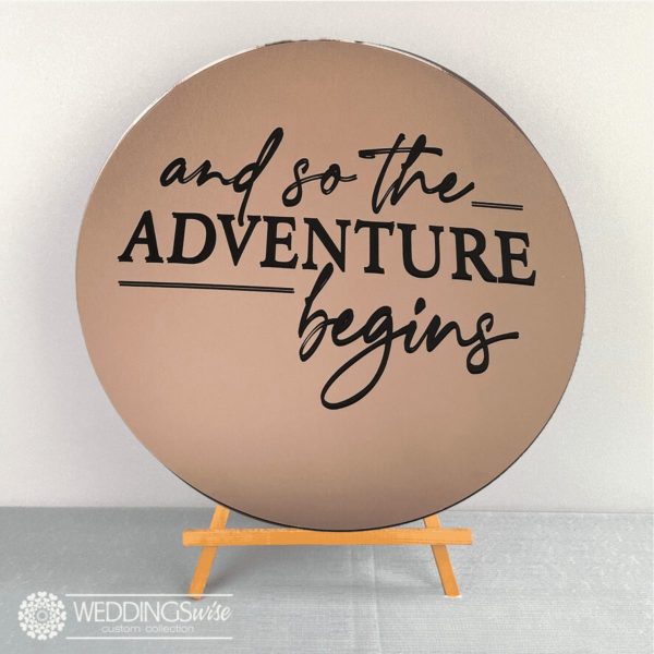 Mirrored Acrylic Welcome Sign - And So The Adventure Begins