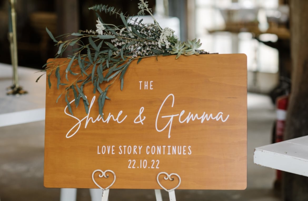 Love Story Timber Welcome Sign - Image 4