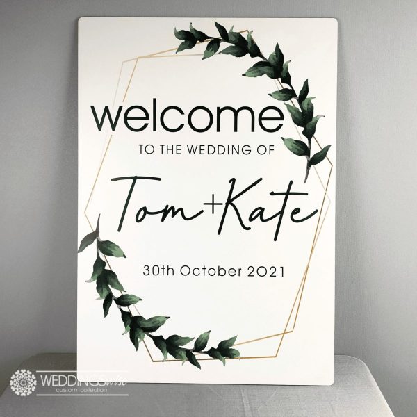 Large Wreath Portrait Printed Welcome Sign